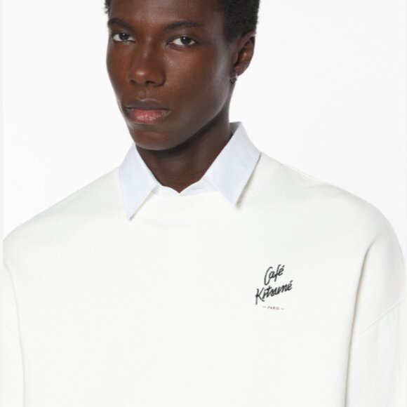 🐚 Maison Kitsuné “Café Kitsuné Relax Sweatshirt” – Tapioca, Unisex Large (NWT) - Picture 6 of 14